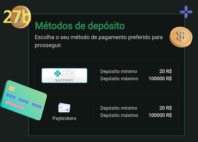 O cassino 27bbet oferece uma grande variedade de métodos de pagamento